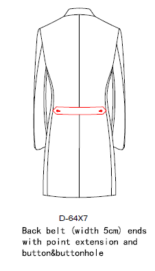 Parte trasera con cinturón y botones